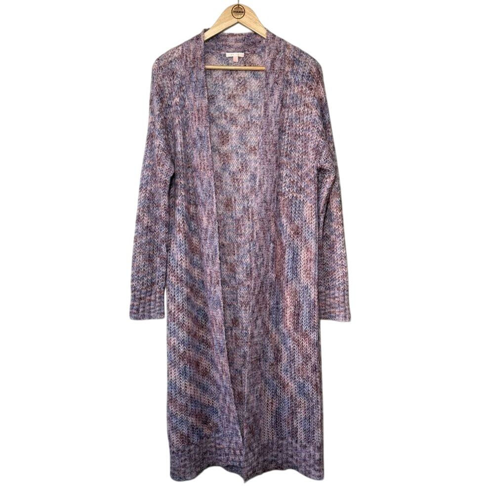 Lisa Todd Mohair Duster Sweater Dream Wool Blend Knit Long Open Purple Sz Small - Picture 1 of 8